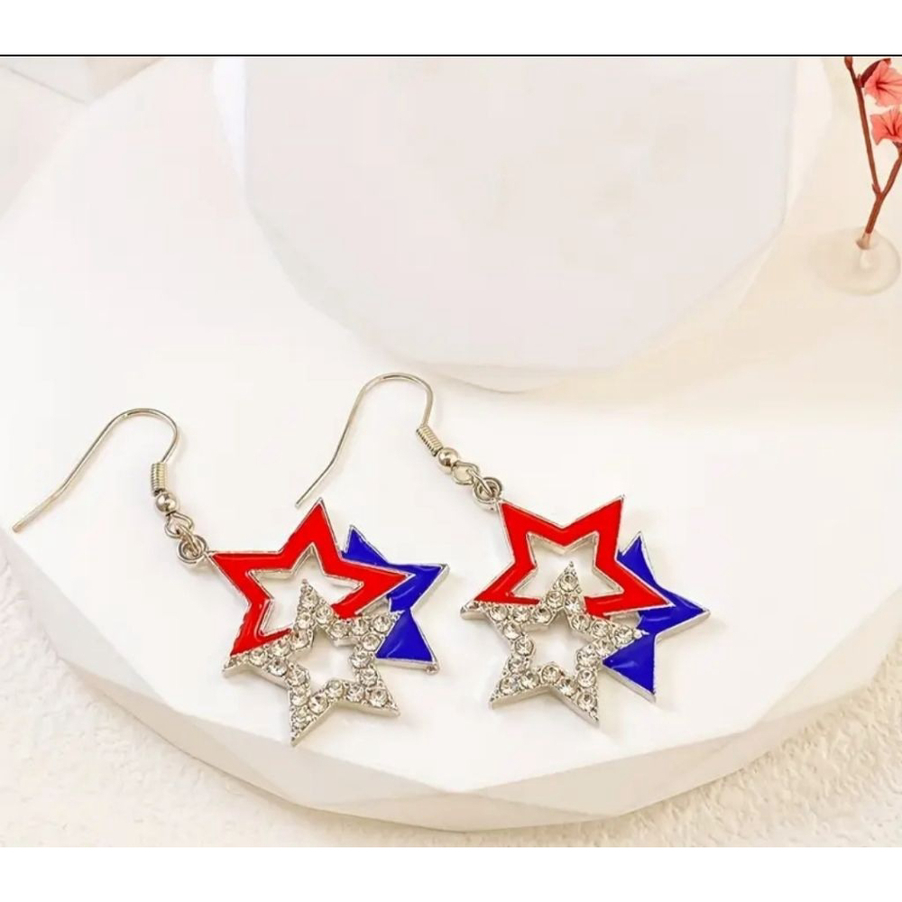 Women's Star Earrings Red Blue